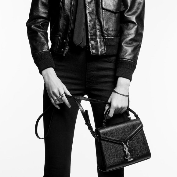 Saint Laurent Cassandre Mini Textured-leather Beige Leather Tote - Picture 5 of 8